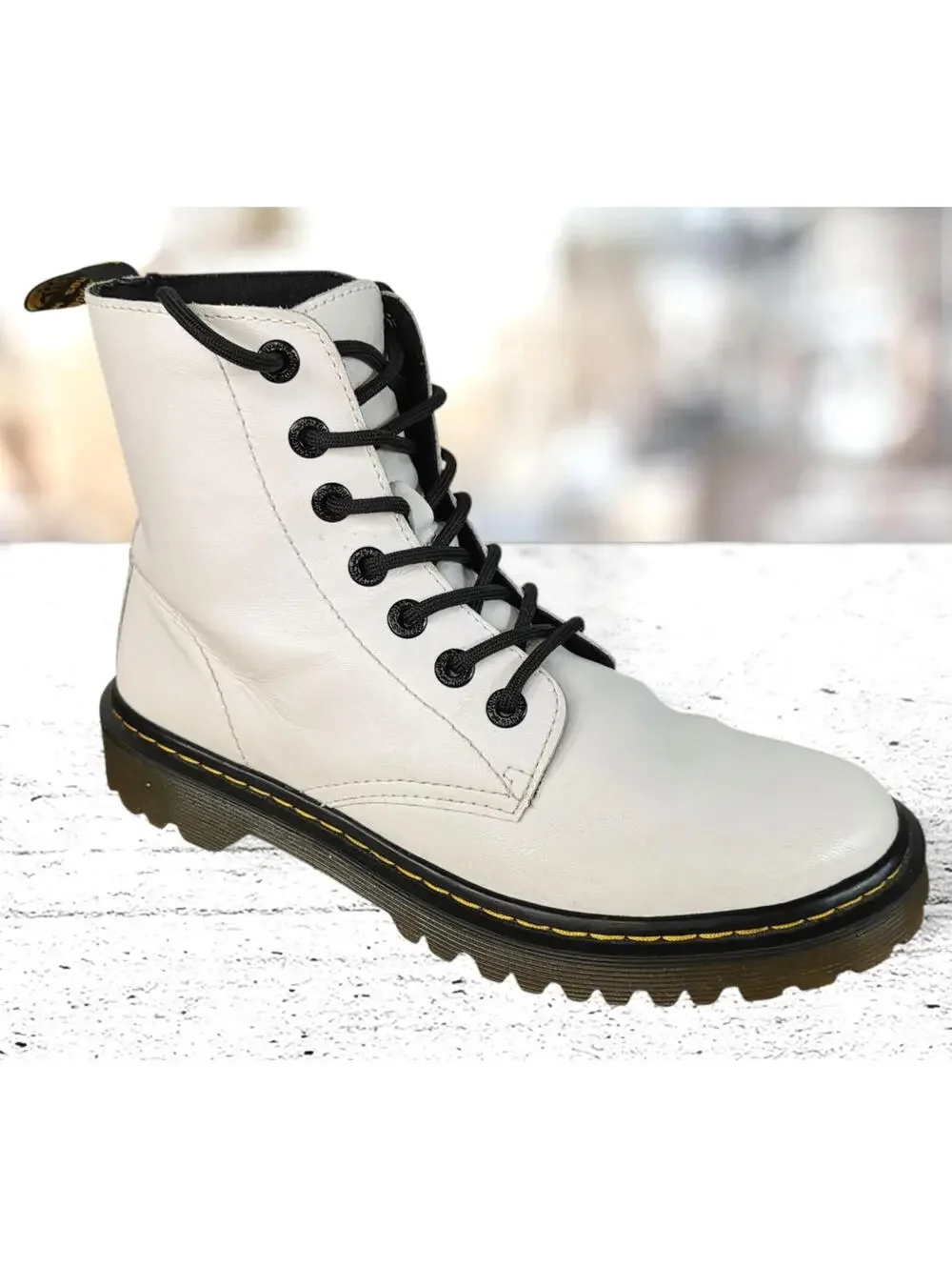 Dr. Martens Luana Combat Boots White Leather Lace Up Women's Size US 9L